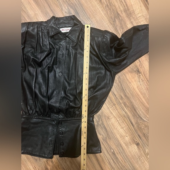Alicia Herrera New York Leather XS 80s Dolman Sleeve Cinched Waist Shirt Jacket - Picture 4 of 13